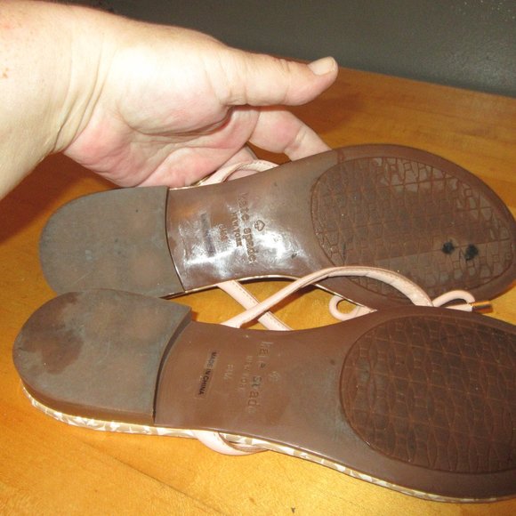 Kate Spade Pink and Tan Leather Sandals wms sz-8.5 - Picture 7 of 8